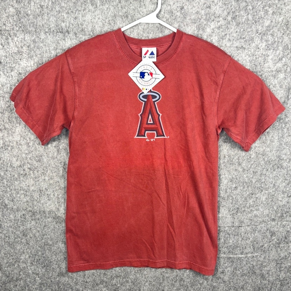 Majestic Los Angeles Angels MLB T-Shirt Mens Small Red Cotton Graphic Tee NWT